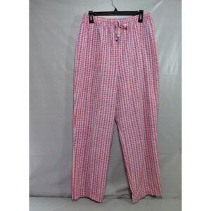 Blair High Waist Drawstring Gingham Check Seersucker Pants Women's LG Multicolor